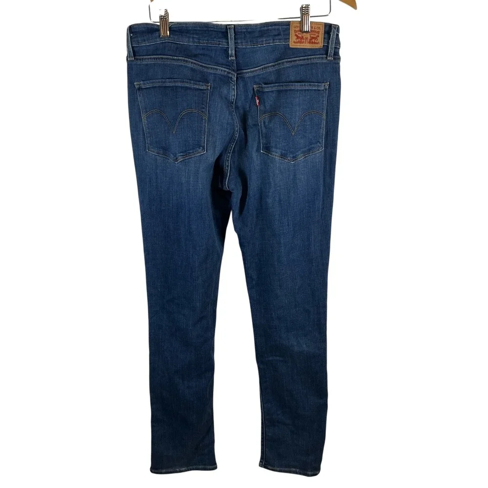 Levis Mid Rise Skinny Jeans‎ Womens 14 Dark Wash Blue Stretch Denim Pants